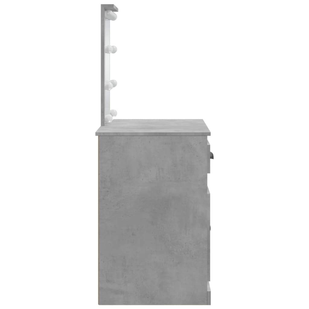 Sminkebord Betonggrå LED 90x42x132,5 cm