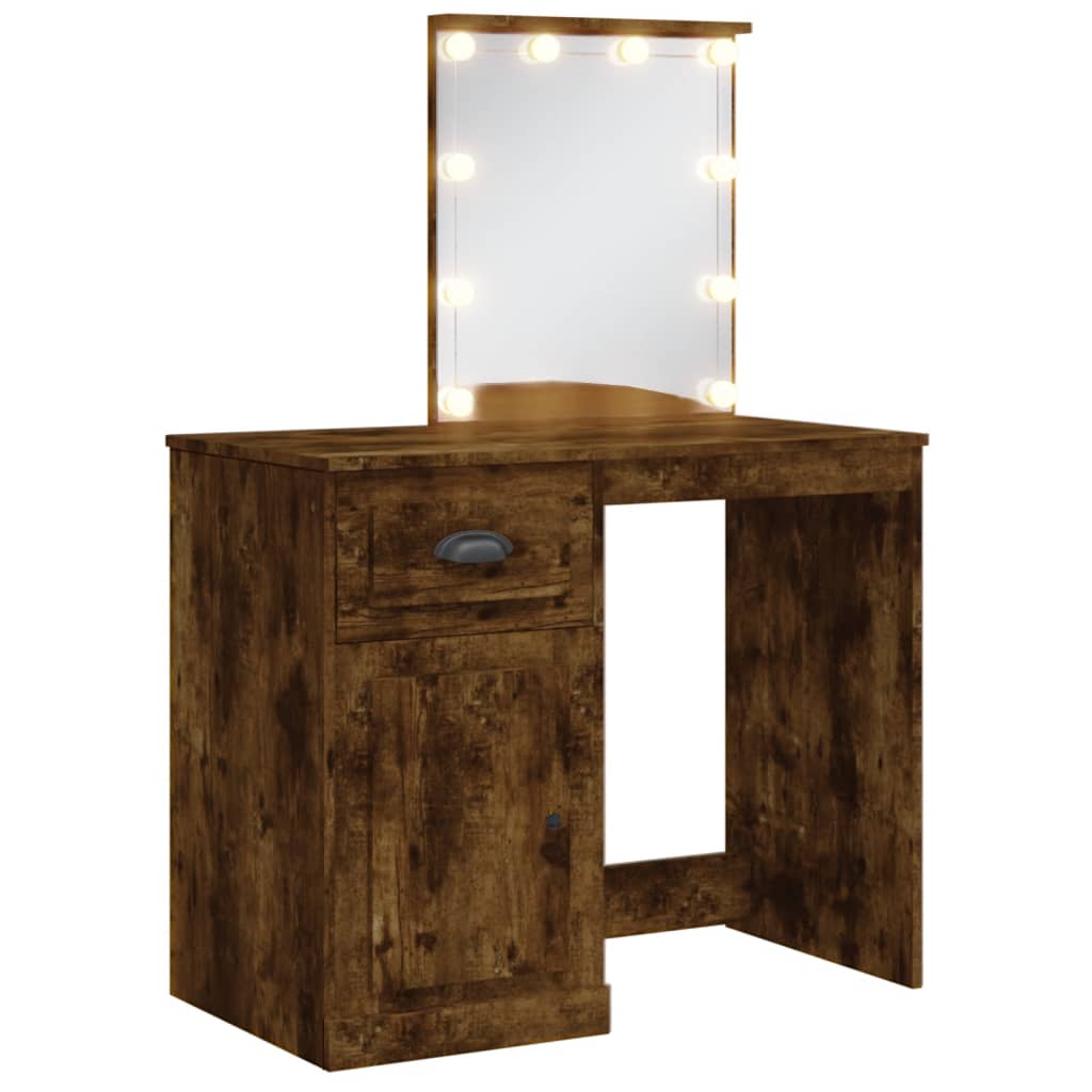 Sminkebord Røkt Eik LED 90x42x132,5 cm