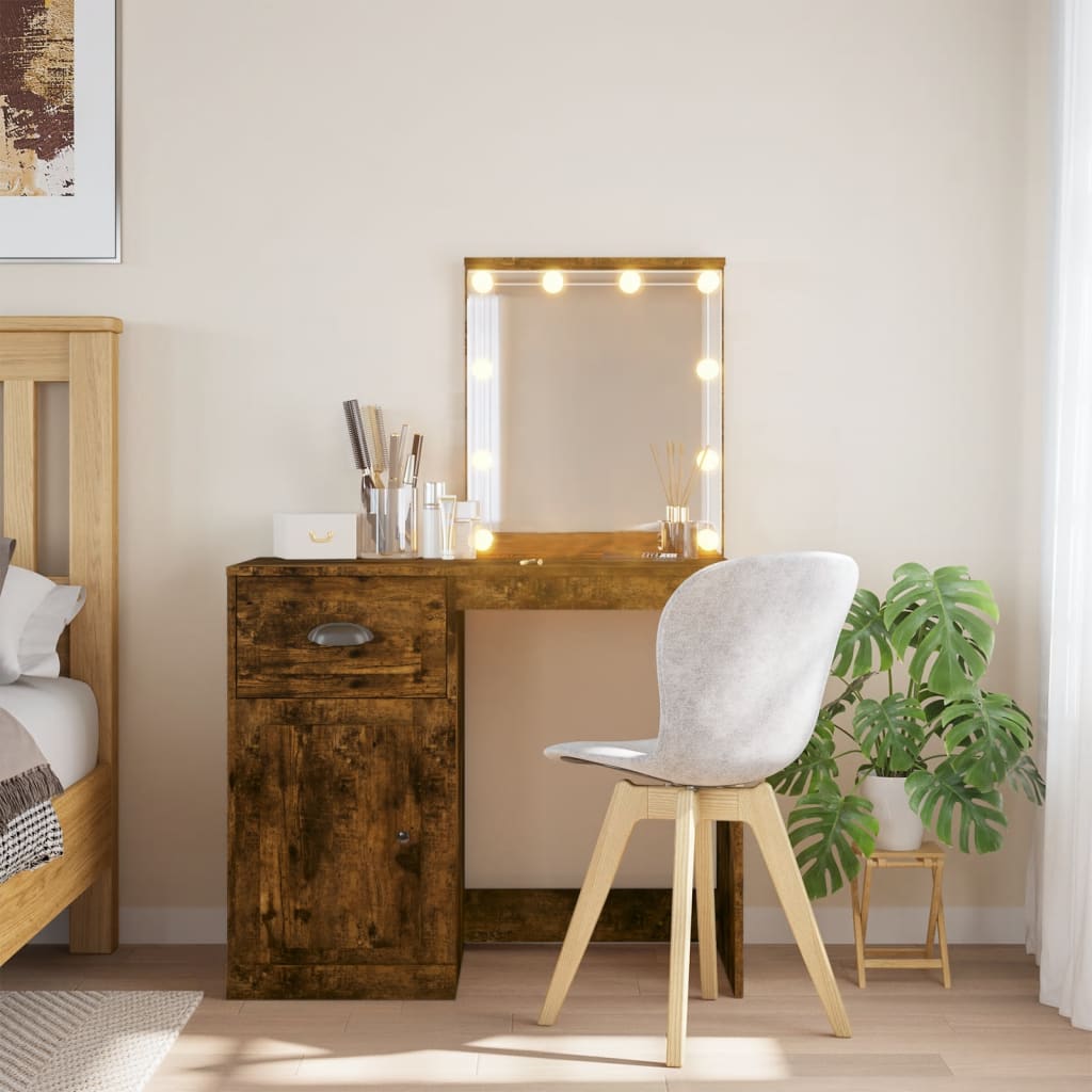 Sminkebord Røkt Eik LED 90x42x132,5 cm