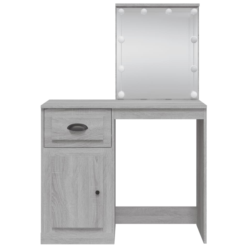Sminkebord Sonoma Grå LED 90x42x132,5 cm