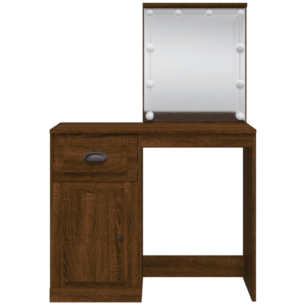 Sminkebord Brun Eik LED 90x42x132,5 cm