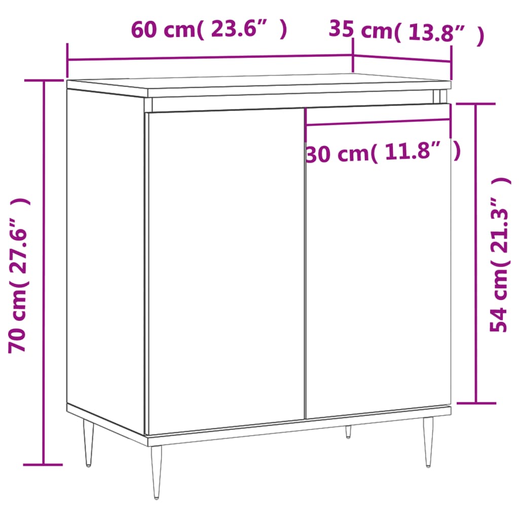 Skjenk betonggrå 60x35x70 cm konstruert tre