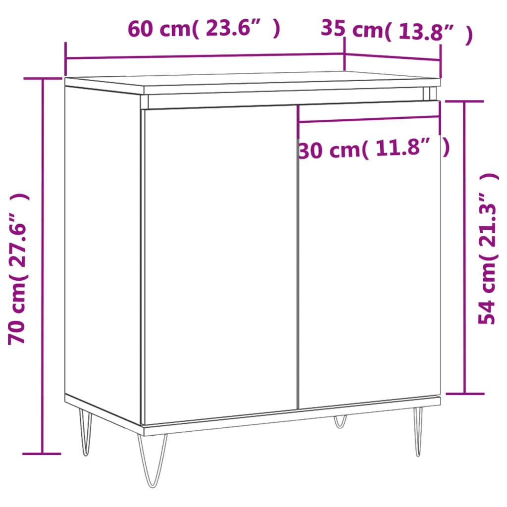 Kommode Røkt Eik 60x35x70 cm