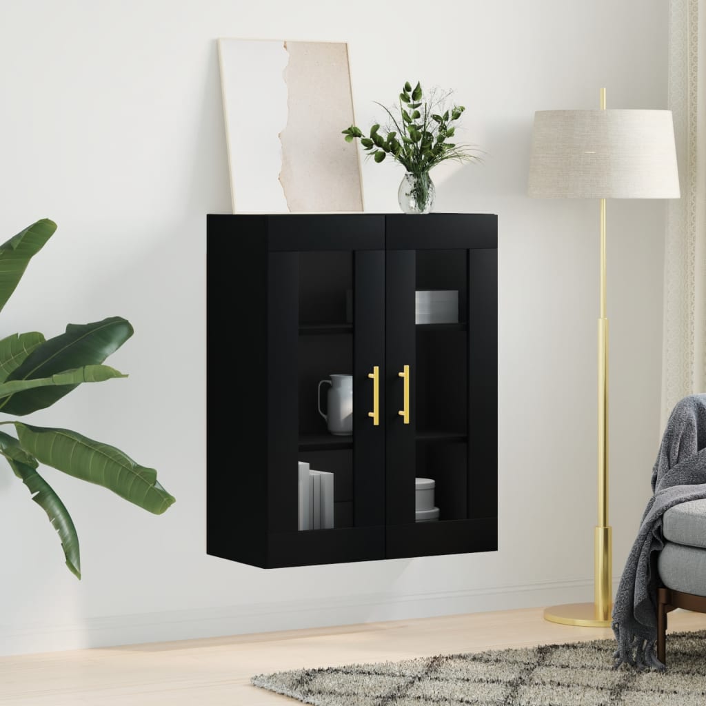 Veggskap Svart 69,5x34x90 cm
