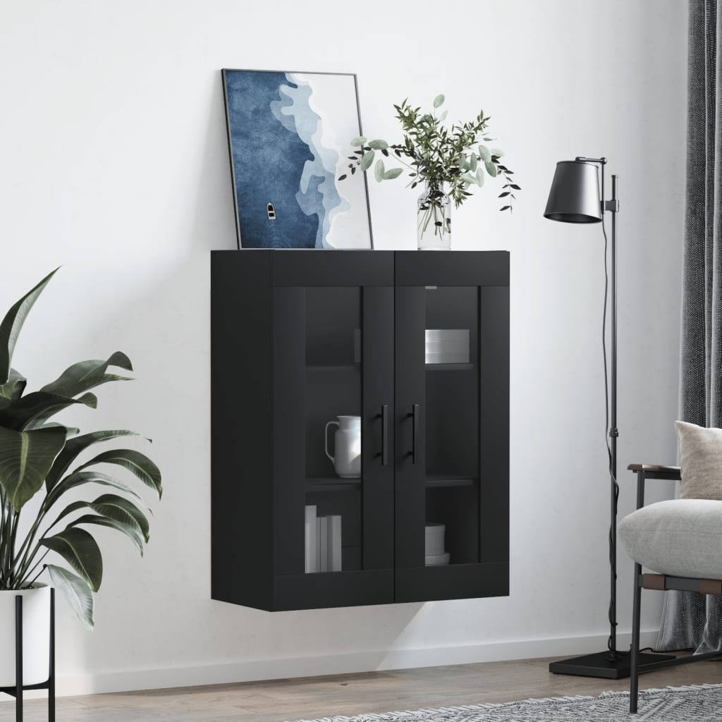 Veggskap Svart 69,5x34x90 cm