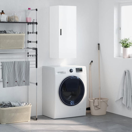 Veggskap Høyglans Hvit 34,5x34x90 cm