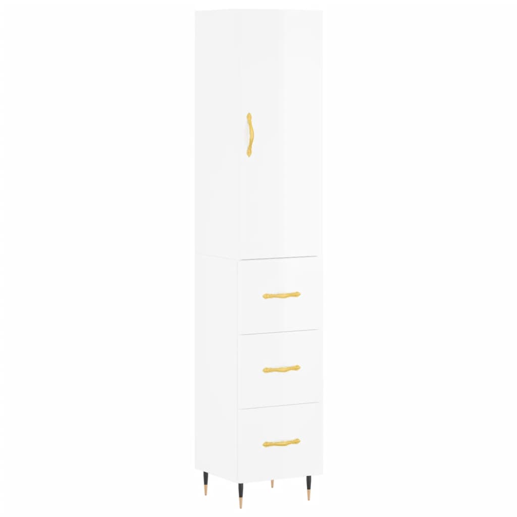 Skap Høyglans Hvit 34,5x34x180 cm