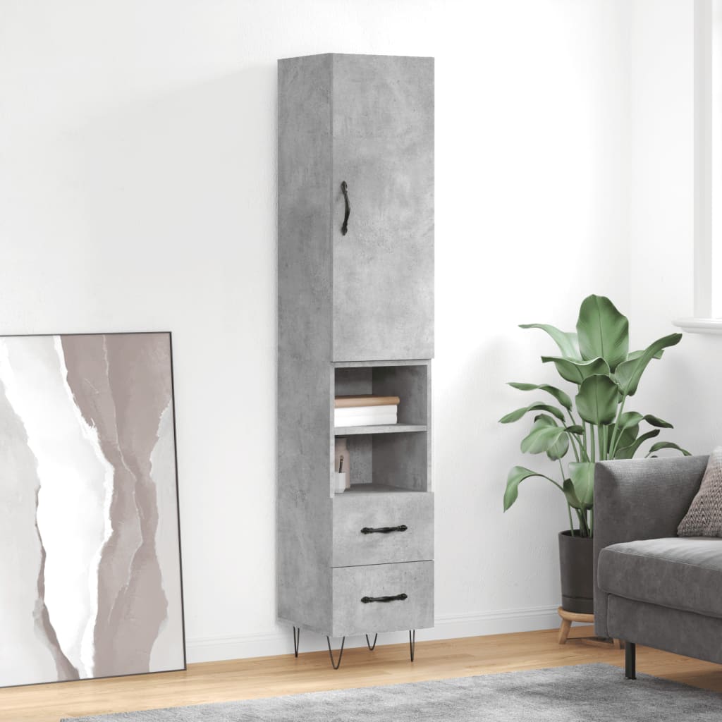 Skap Betonggrå 34,5x34x180 cm