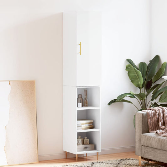 Skap Høyglans Hvit 34,5x34x180 cm