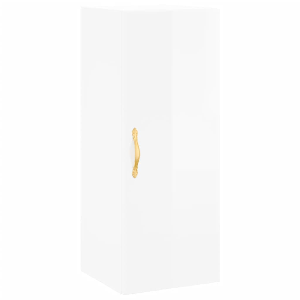 Skap Høyglans Hvit 34,5x34x180 cm