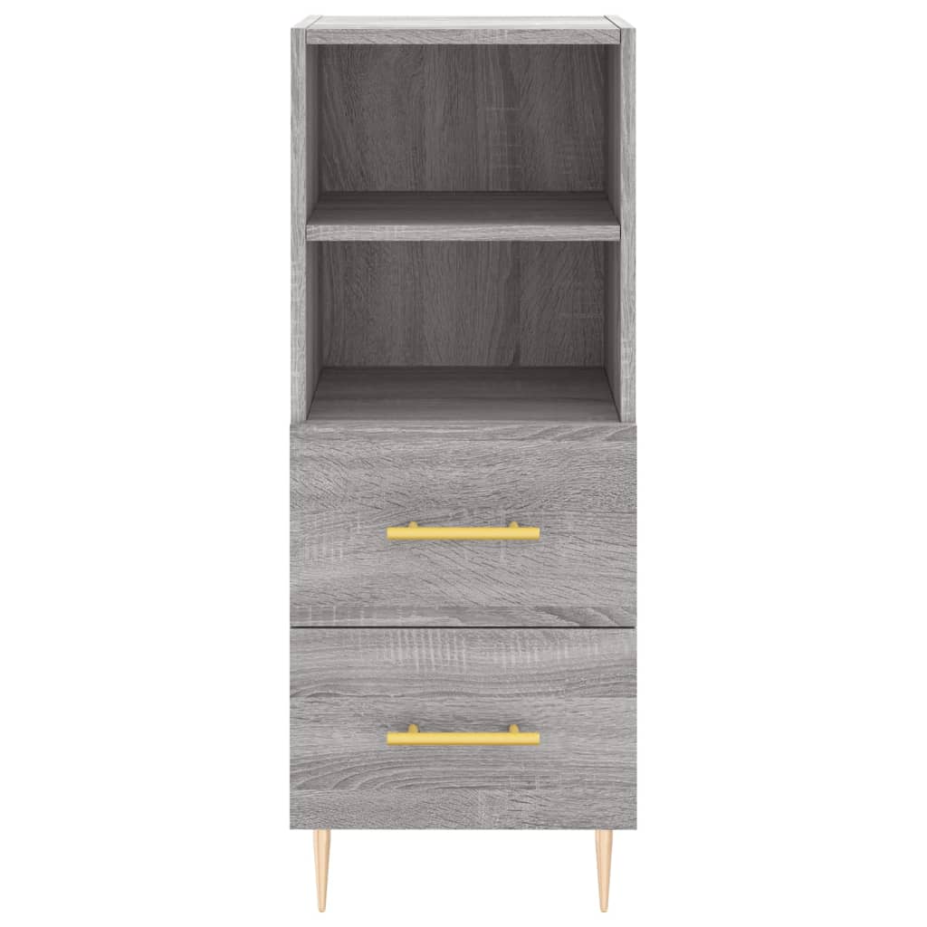 Highboard grå sonoma 34,5x34x180 cm konstruert tre