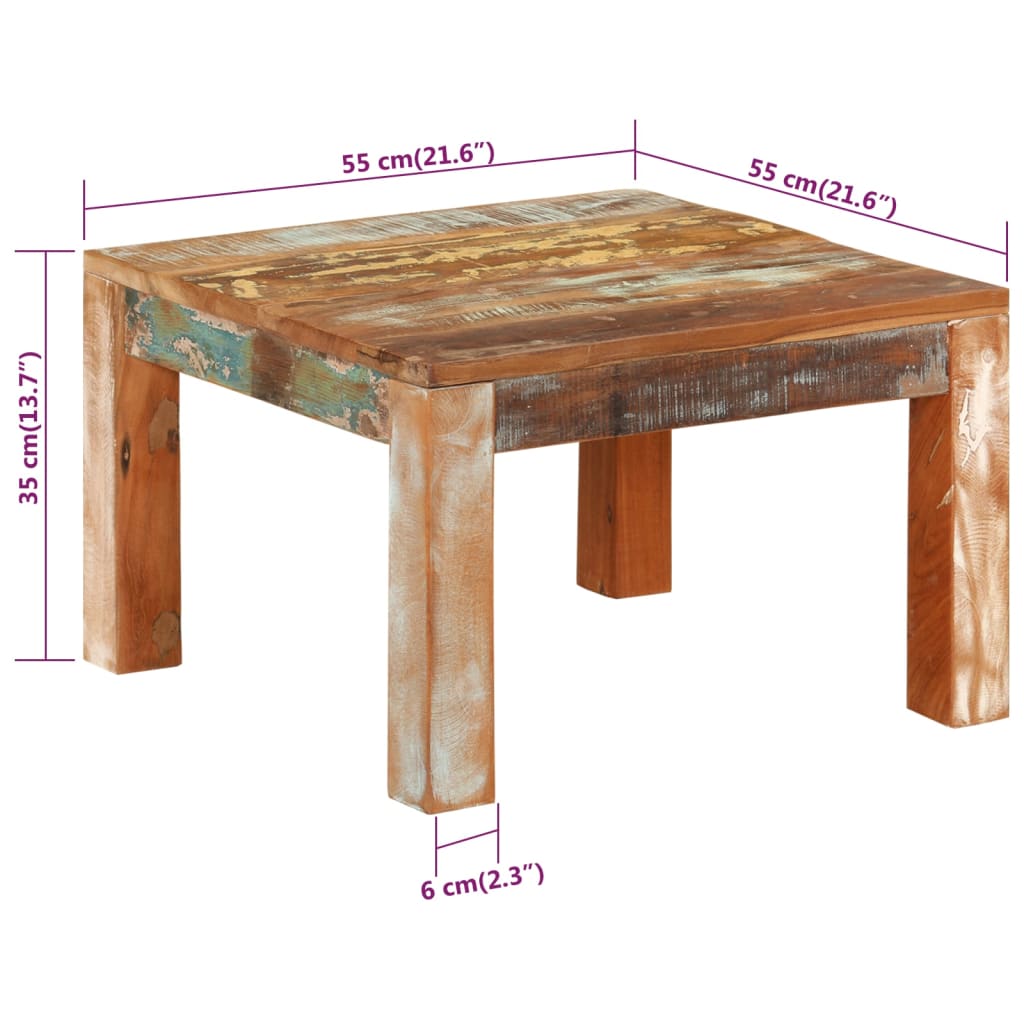 Salongbord Sofabord Tre 55x55x35 cm gjenvunnet heltre