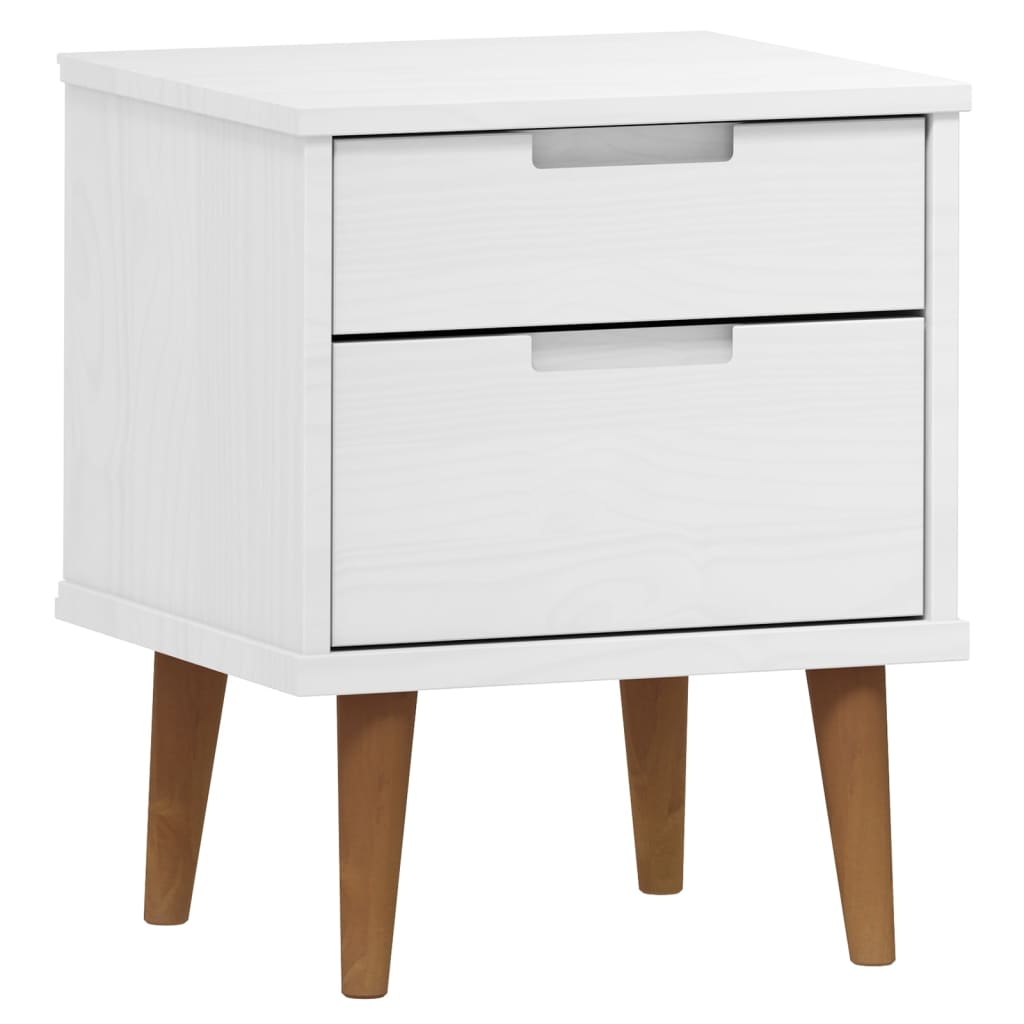 Nattbord Sengbord Hvit MOLDE 40x35x48 cm heltre furu
