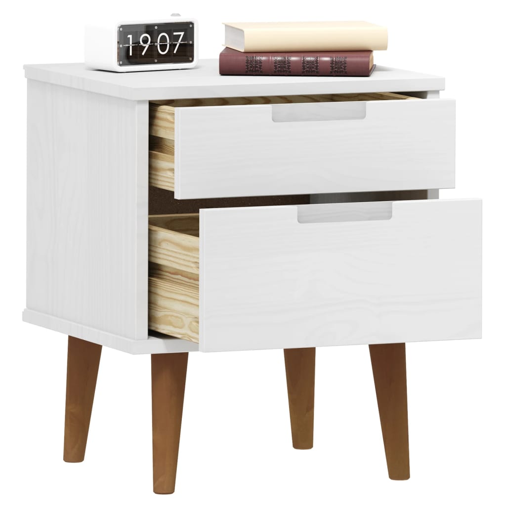 Nattbord Sengbord Hvit MOLDE 40x35x48 cm heltre furu