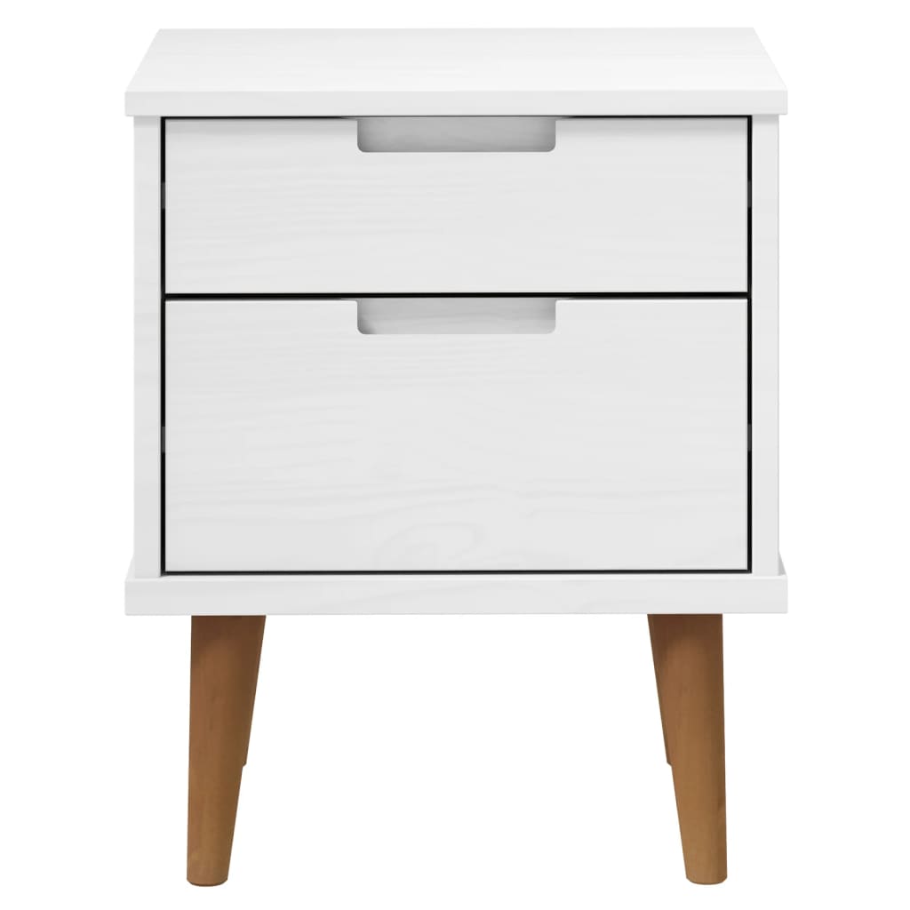 Nattbord Sengbord Hvit MOLDE 40x35x48 cm heltre furu