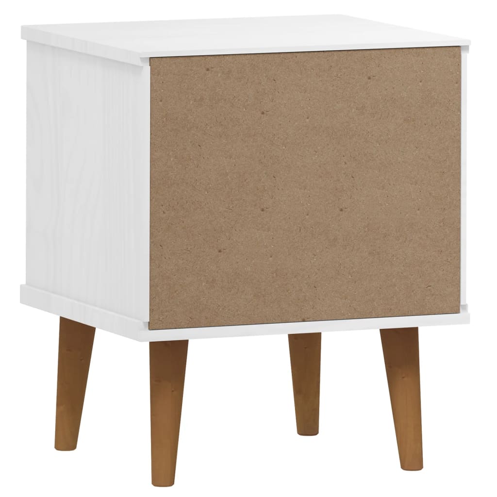 Nattbord Sengbord Hvit MOLDE 40x35x48 cm heltre furu