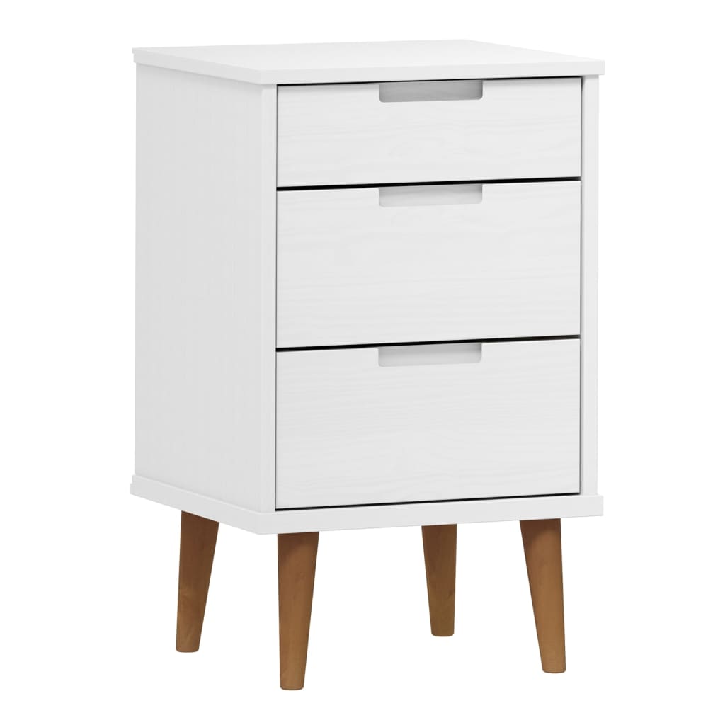 Nattbord Sengbord Hvit MOLDE 40x35x65 cm heltre furu