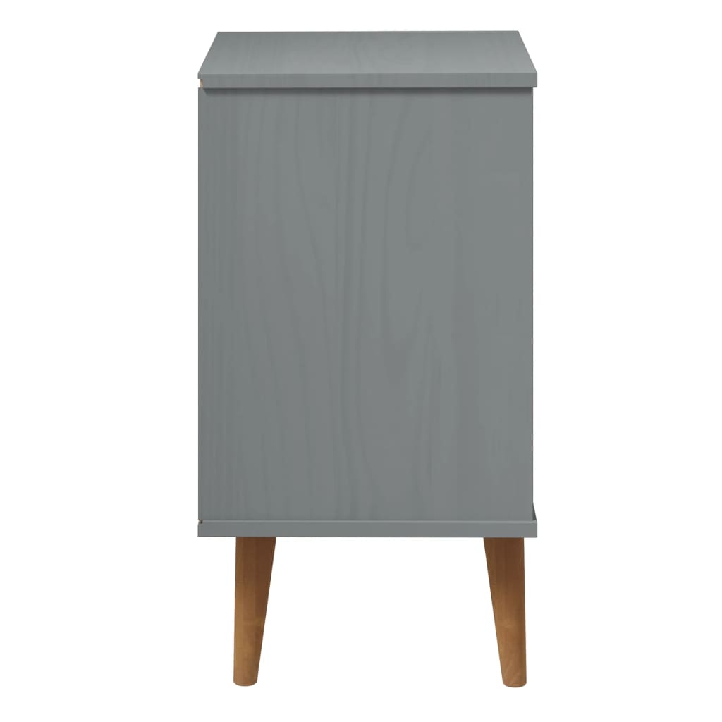Nattbord Sengbord Grå heltre furu MOLDE 40x35x65 cm