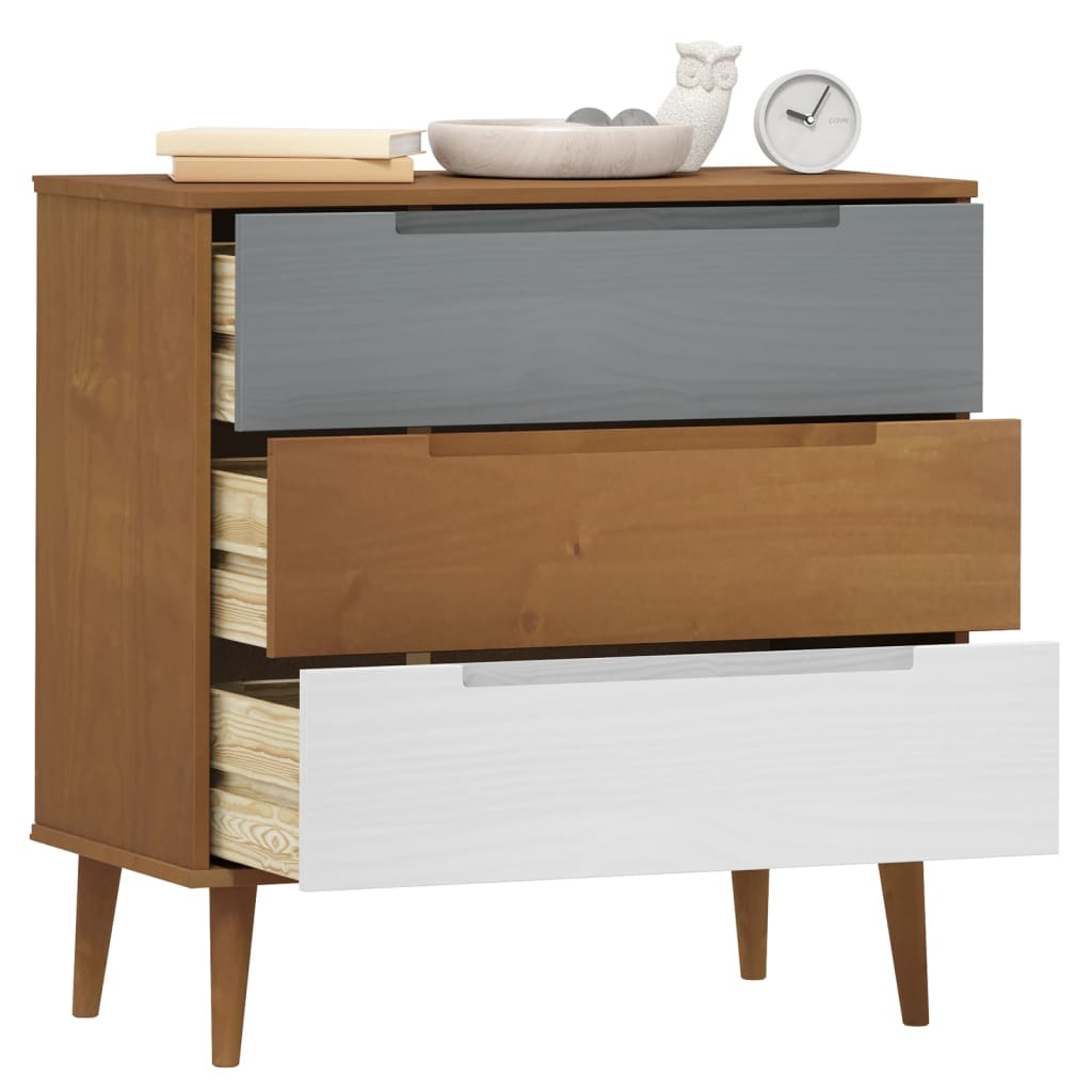 Kommode Brun MOLDE 80x40x80 cm heltre furu