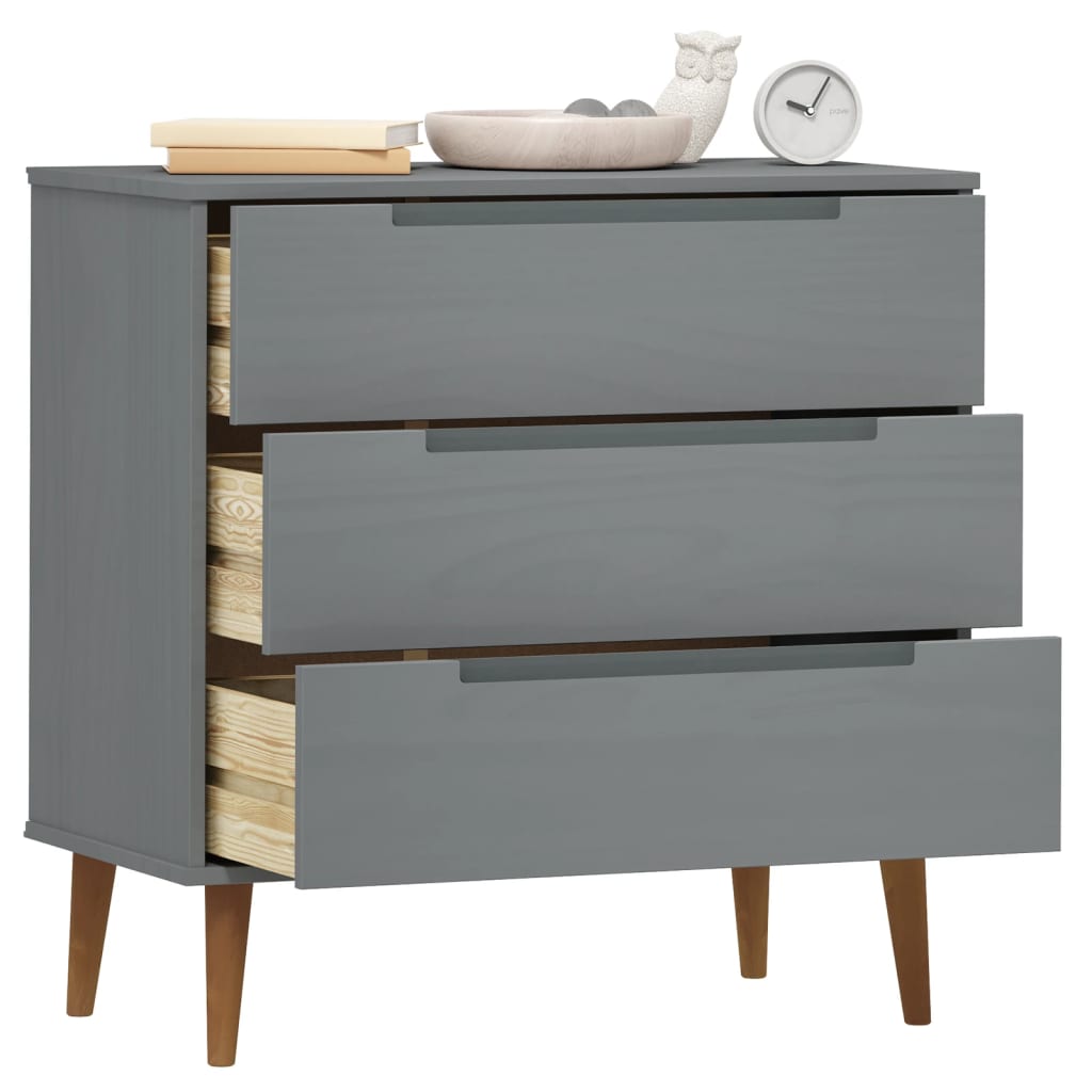 Kommode Grå MOLDE 80x40x80 cm heltre furu