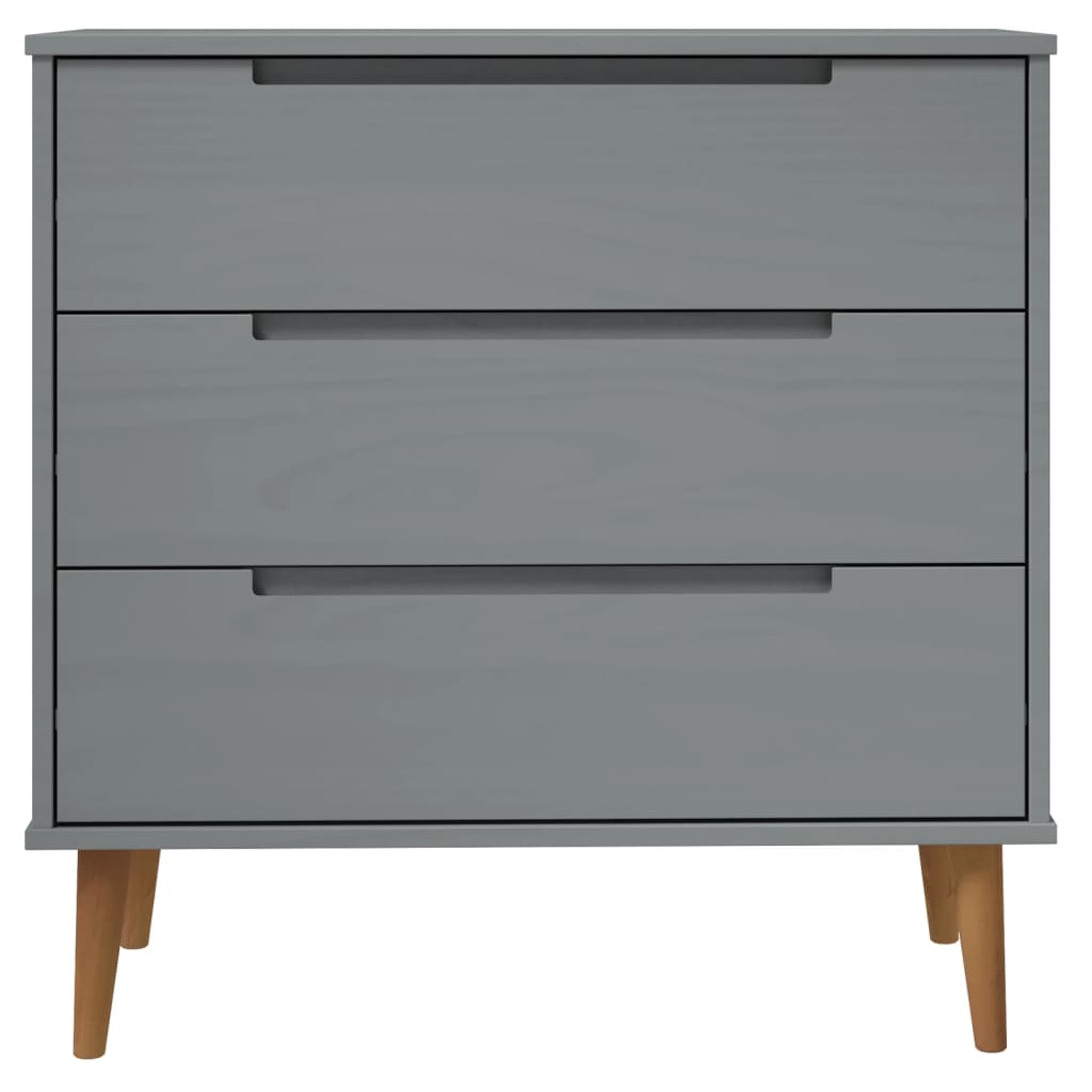 Kommode Grå MOLDE 80x40x80 cm heltre furu