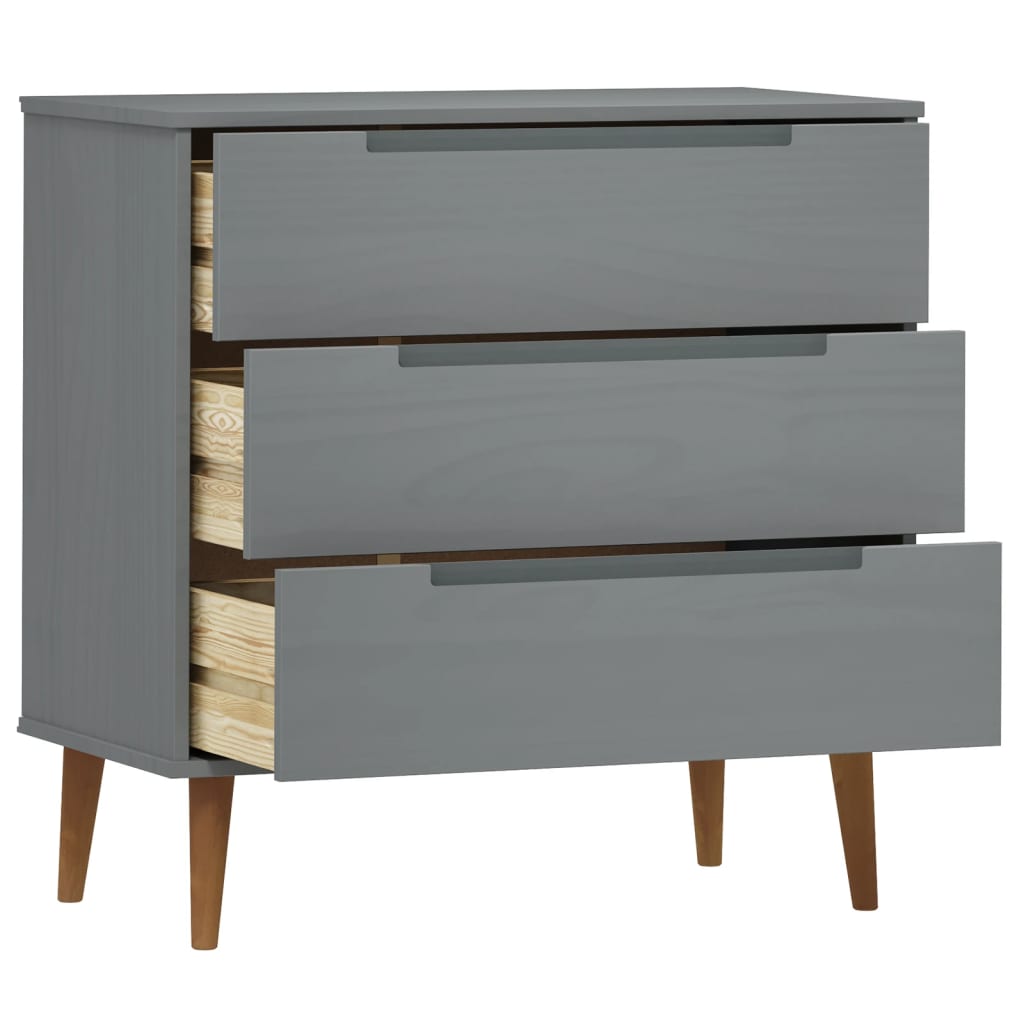 Kommode Grå MOLDE 80x40x80 cm heltre furu