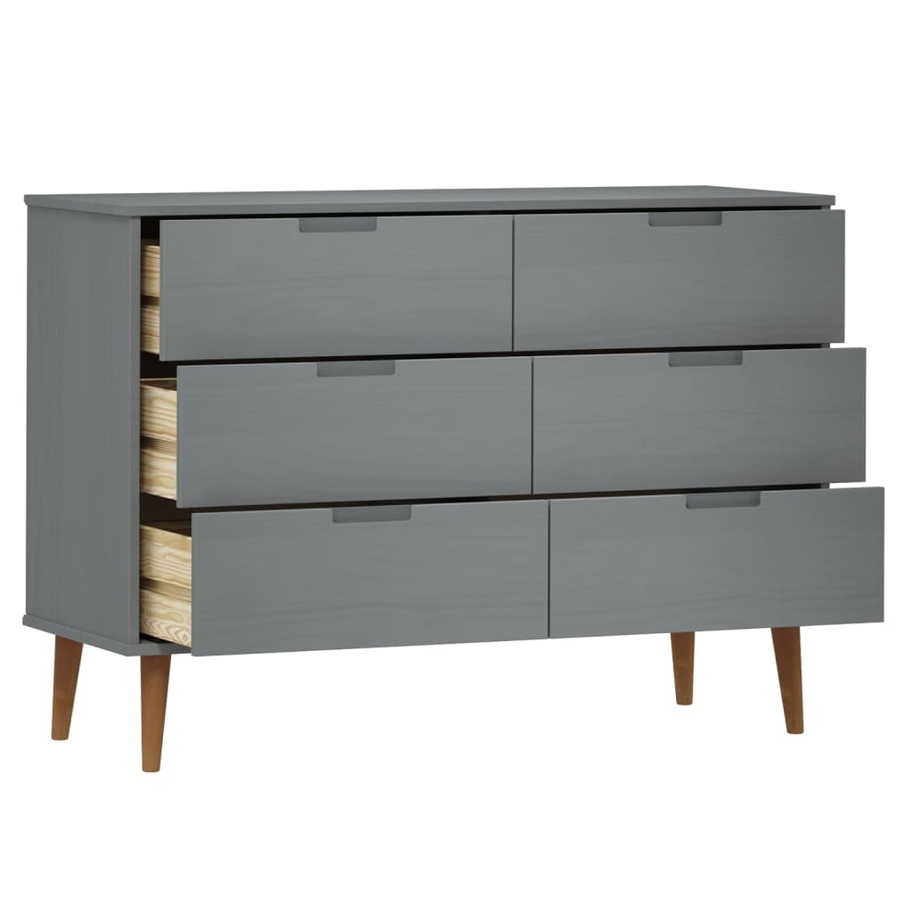 Kommode Grå MOLDE 113x40x80 cm heltre furu