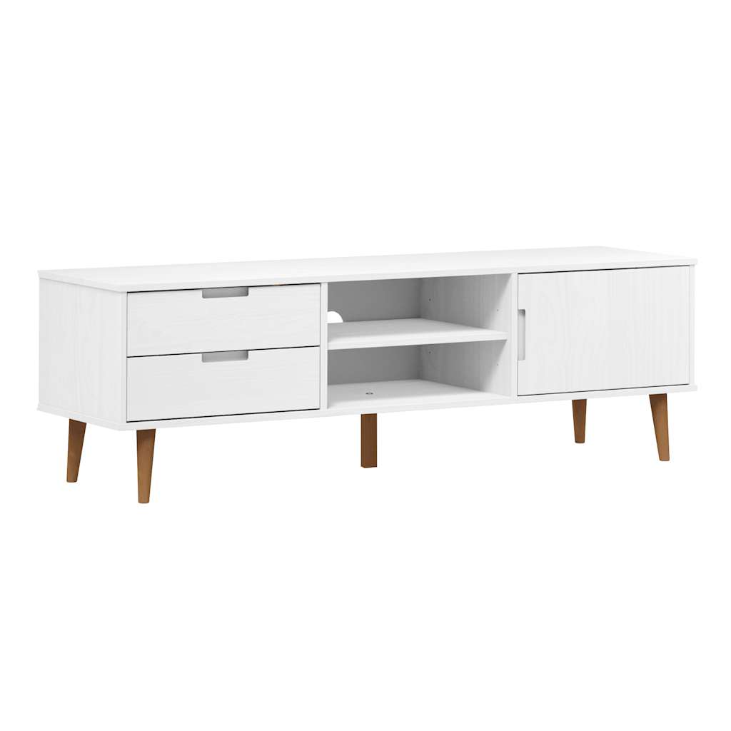 TV-Møbel Hvit TV-benk MOLDE 158x40x49 cm heltre furu