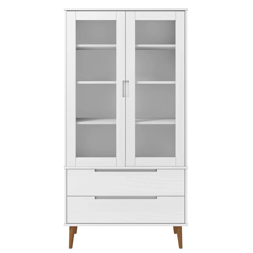 Vitrineskap MOLDE Hvit 90x35x175 cm heltre furu