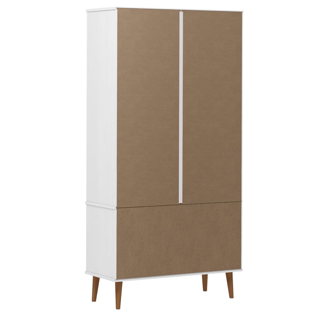 Vitrineskap MOLDE Hvit 90x35x175 cm heltre furu