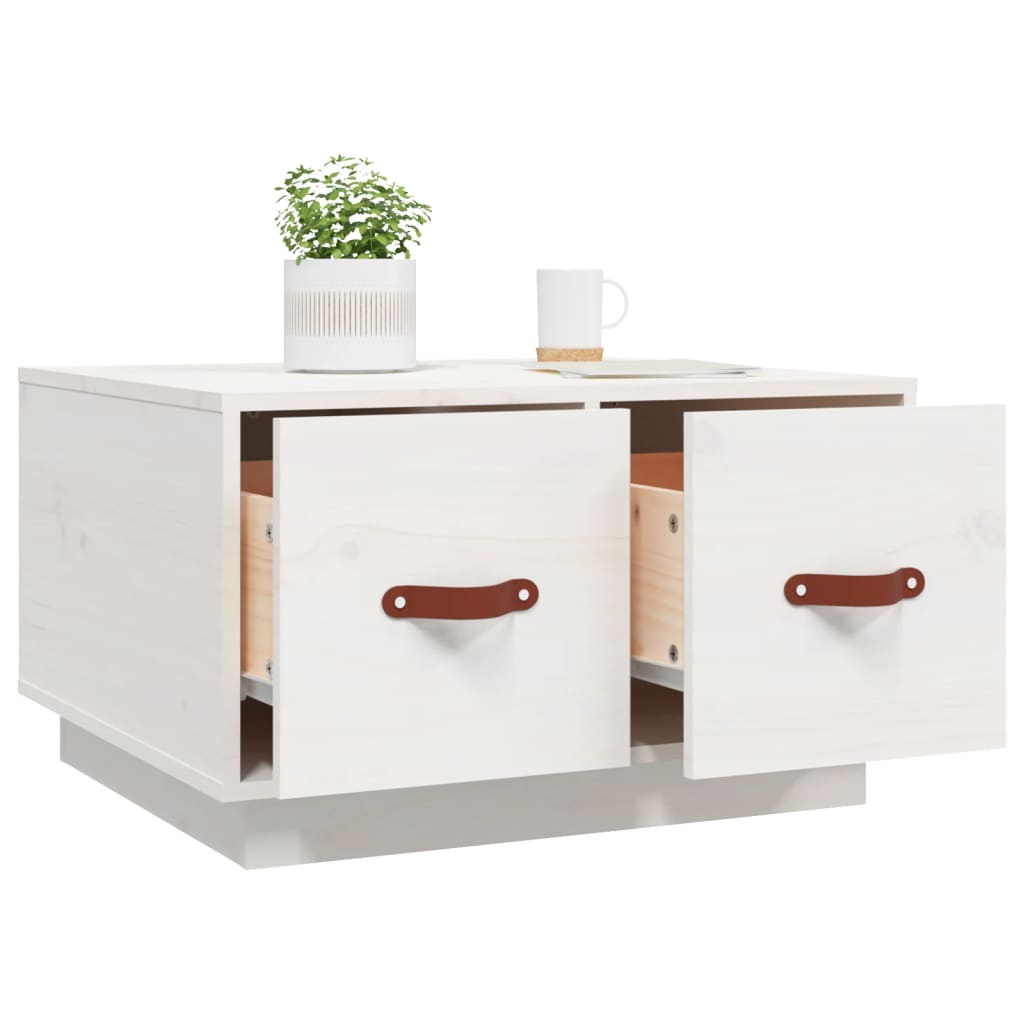 Salongbord Sofabord Hvit 60x53x35 cm heltre furu