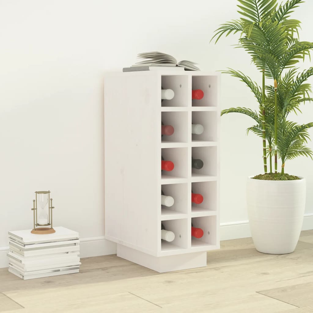 Vinstativ Vinhylle Hvit 23x34x61 cm heltre furu