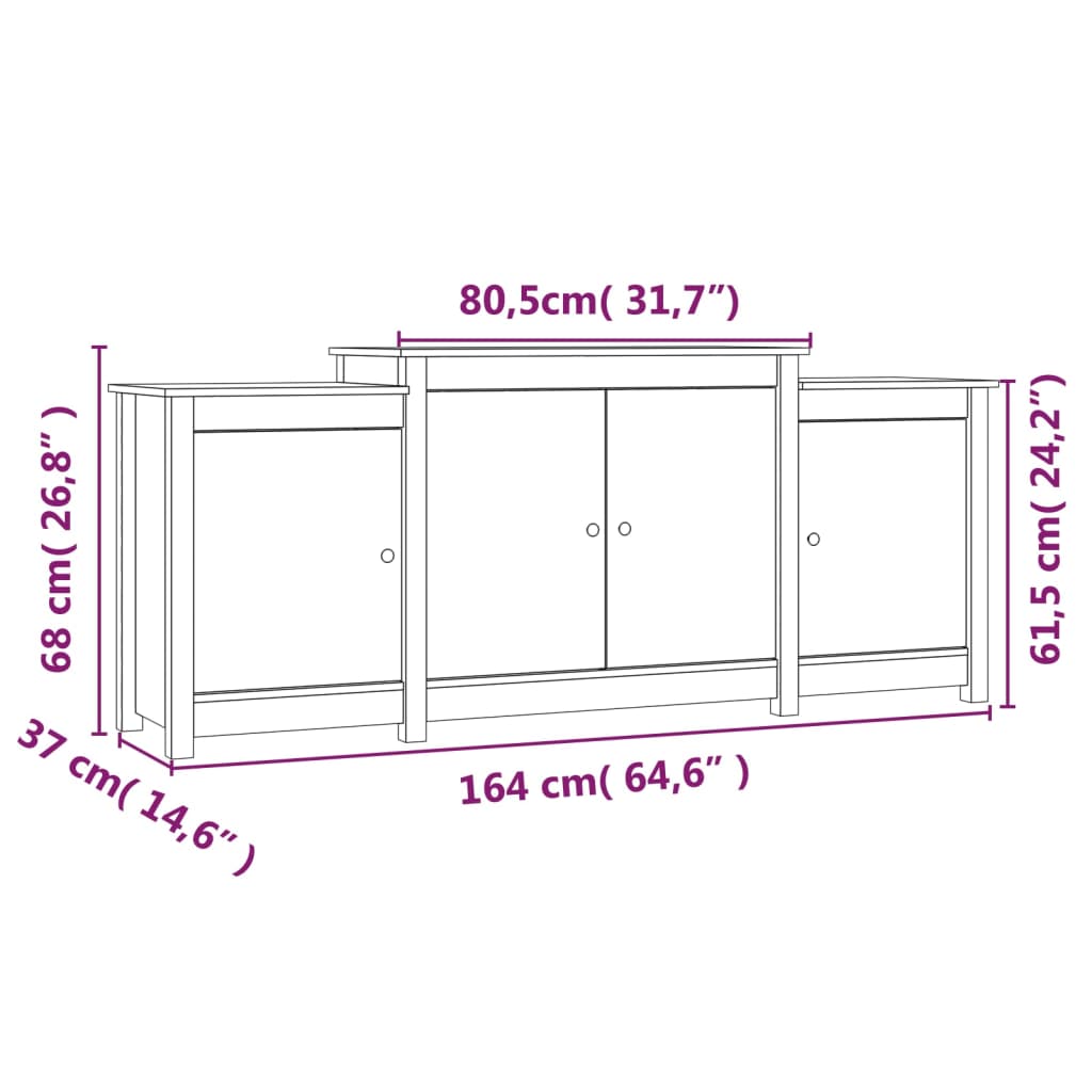 Skjenk Tre 164x37x68 cm heltre furu