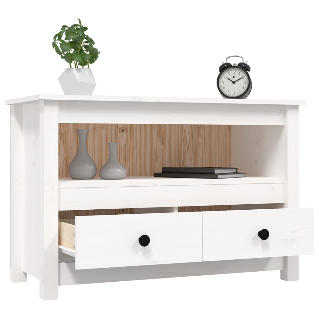 TV-Møbel Hvit TV-benk 79x35x52 cm heltre furu