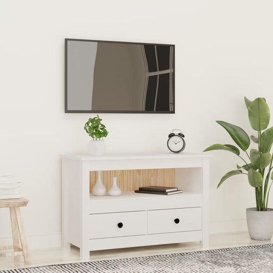 TV-Møbel Hvit TV-benk 79x35x52 cm heltre furu