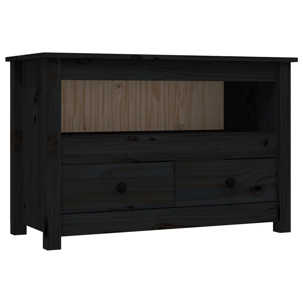 TV-Møbel Svart TV-benk 79x35x52 cm heltre furu