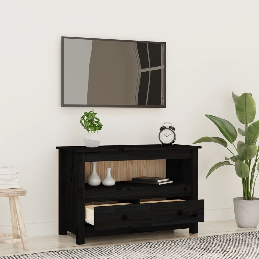 TV-Møbel Svart TV-benk 79x35x52 cm heltre furu