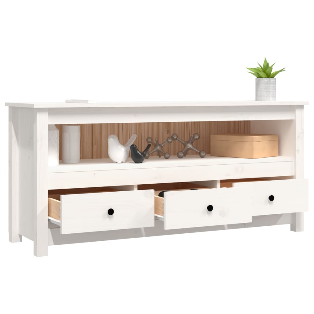 TV-Møbel Hvit TV-benk 114x35x52 cm heltre furu