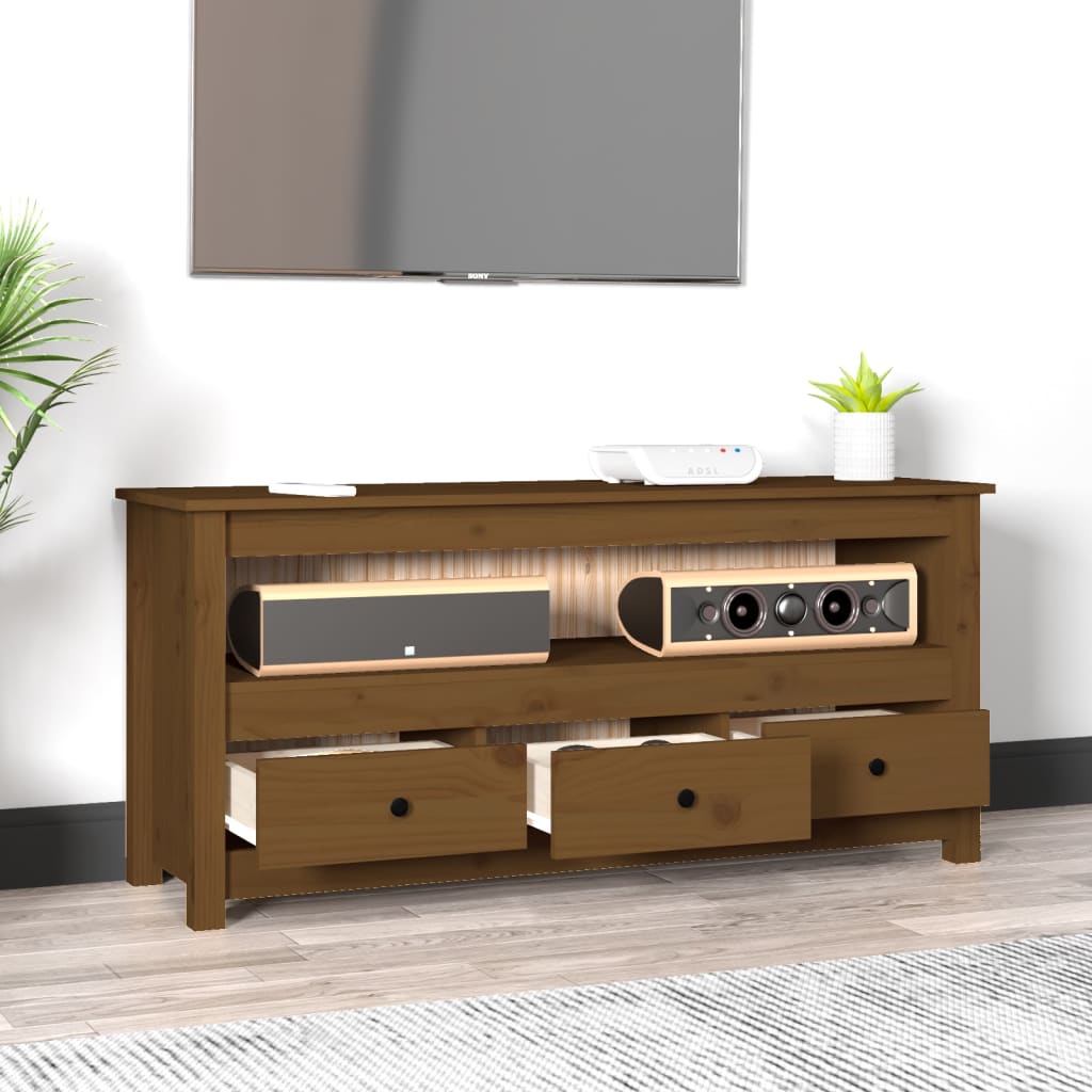 TV-Møbel Honningbrun TV-benk 114x35x52 cm heltre furu