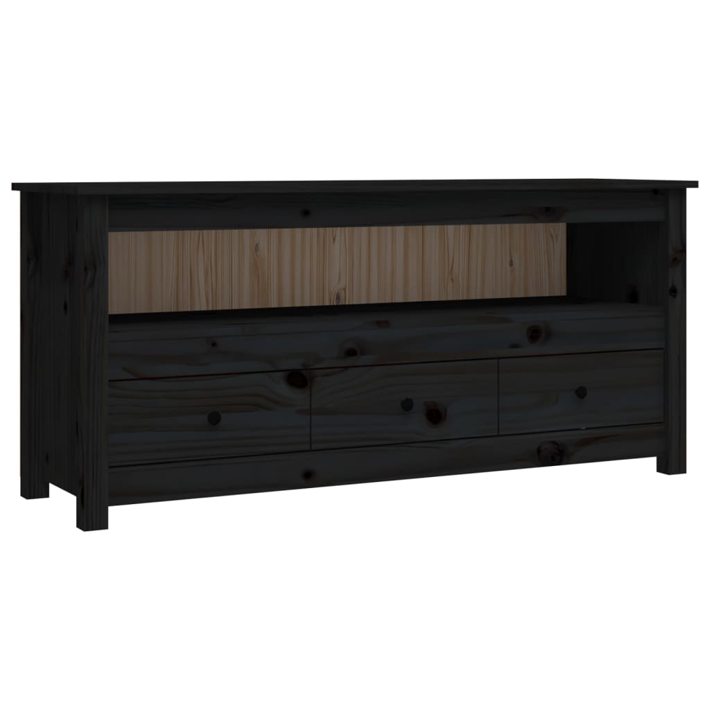 TV-Møbel Svart TV-benk 114x35x52 cm heltre furu
