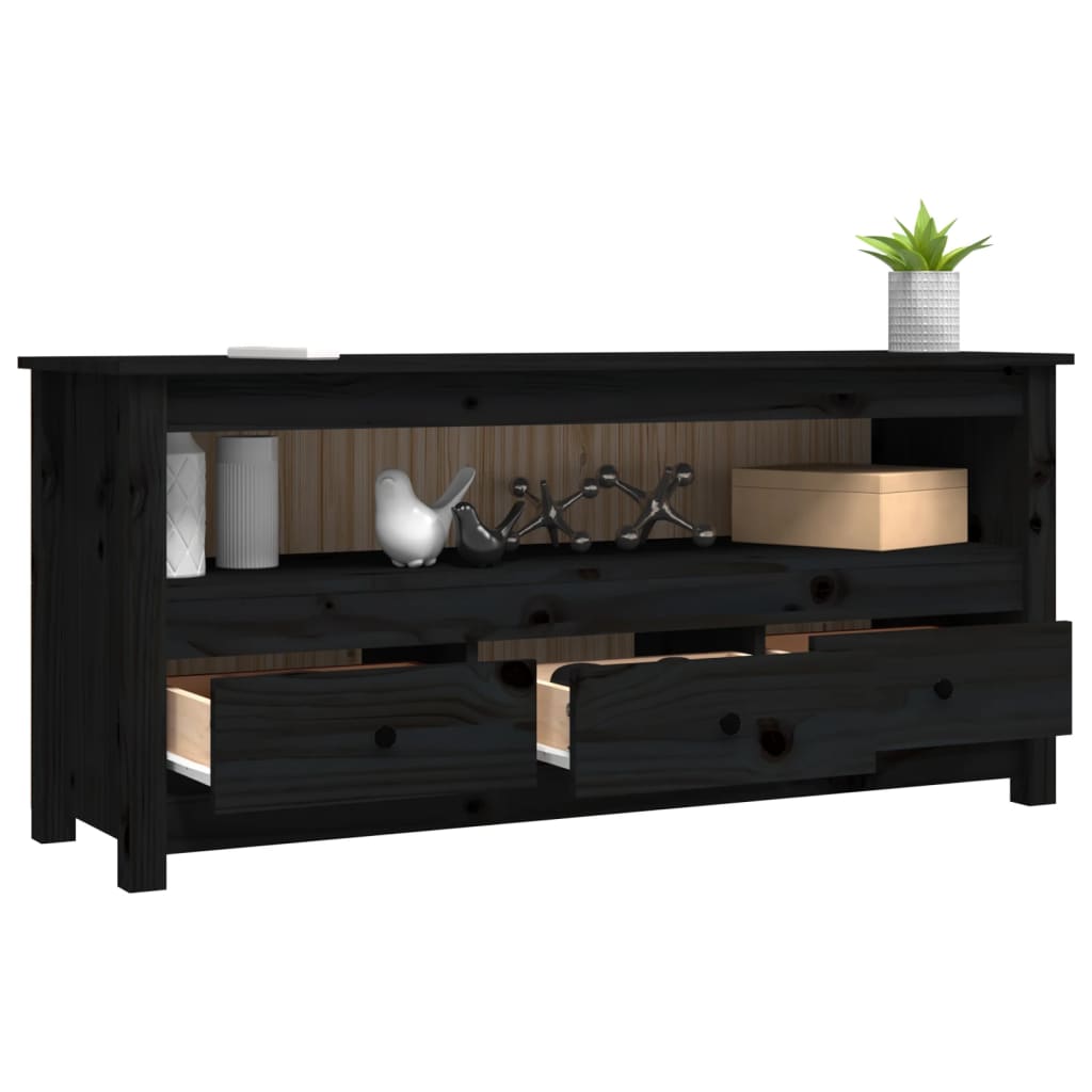 TV-Møbel Svart TV-benk 114x35x52 cm heltre furu