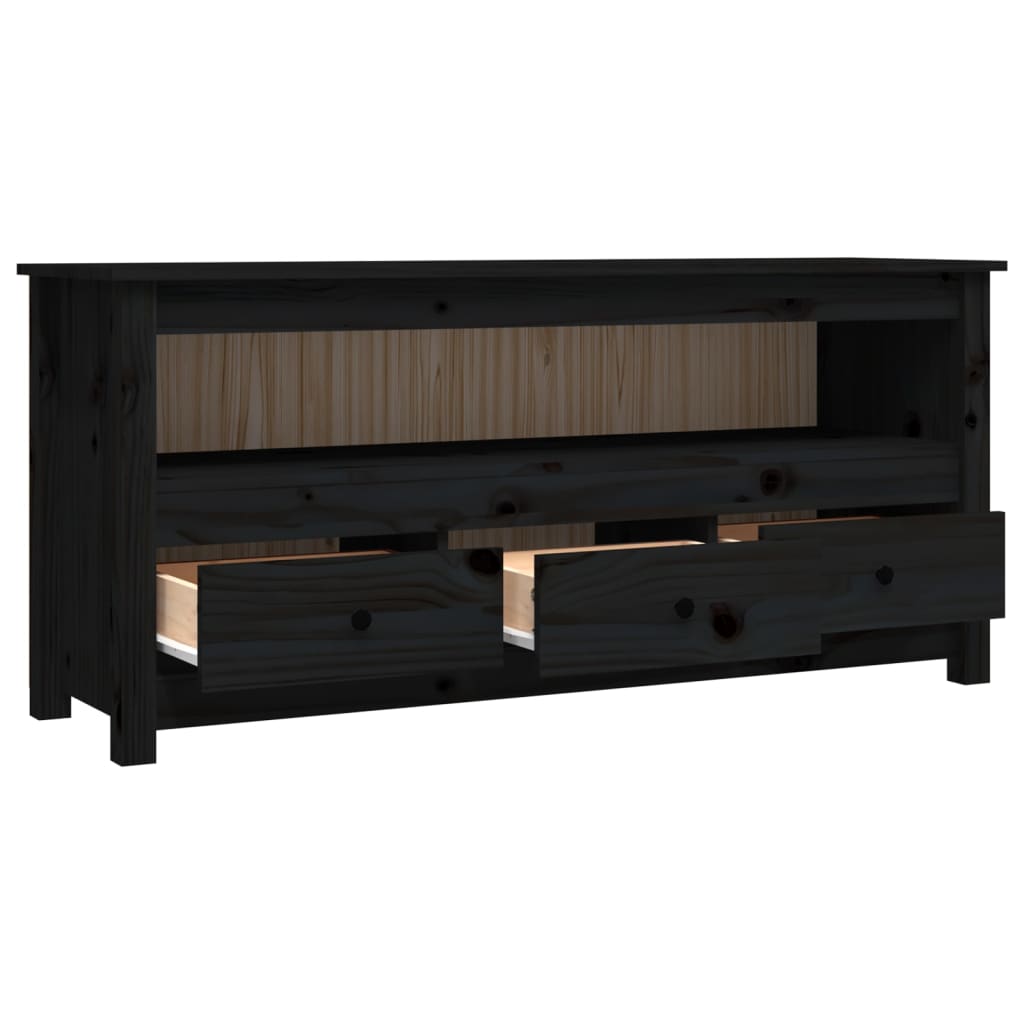 TV-Møbel Svart TV-benk 114x35x52 cm heltre furu