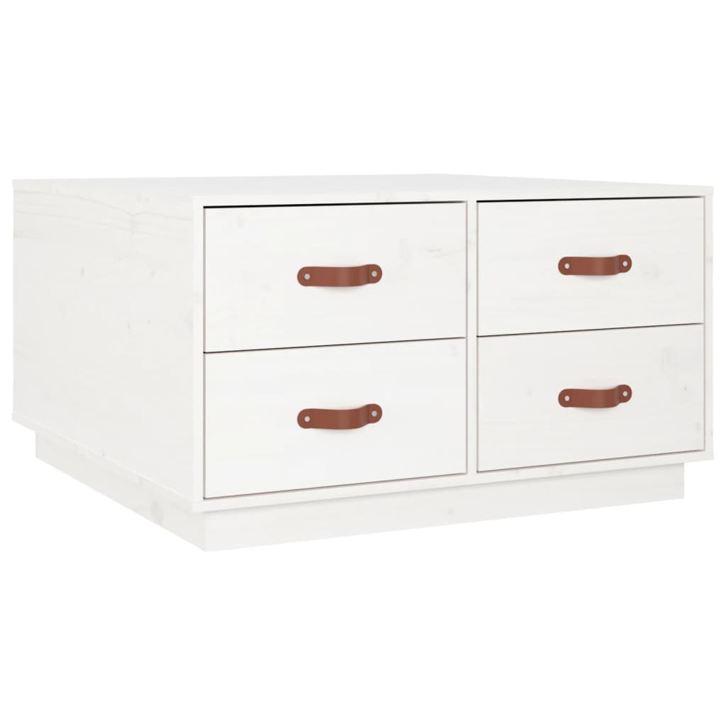Salongbord Sofabord Hvit 80x80x45 cm heltre furu
