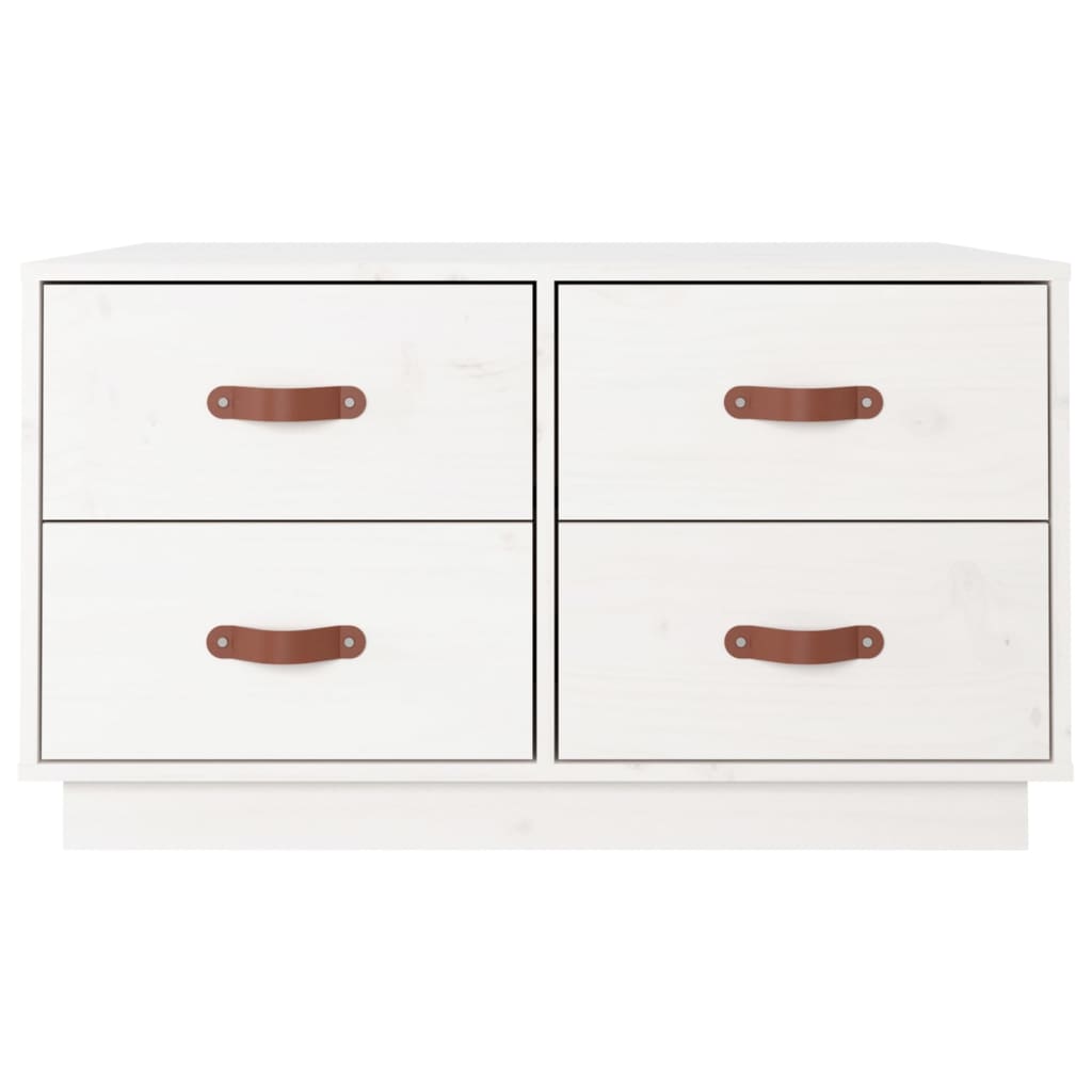 Salongbord Sofabord Hvit 80x80x45 cm heltre furu