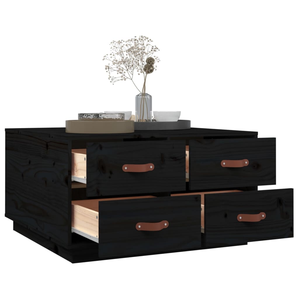 Salongbord Sofabord Svart 80x80x45 cm heltre furu