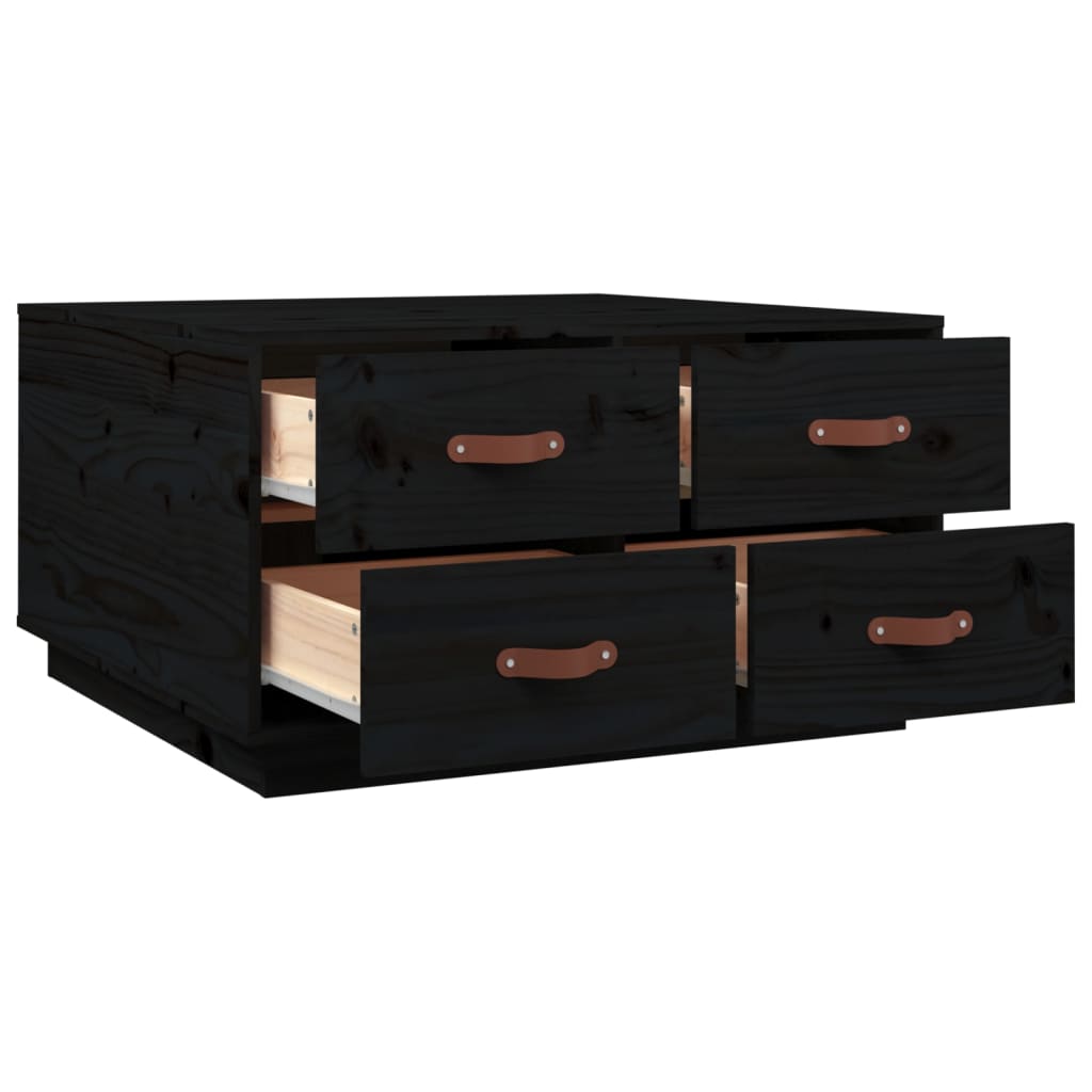 Salongbord Sofabord Svart 80x80x45 cm heltre furu