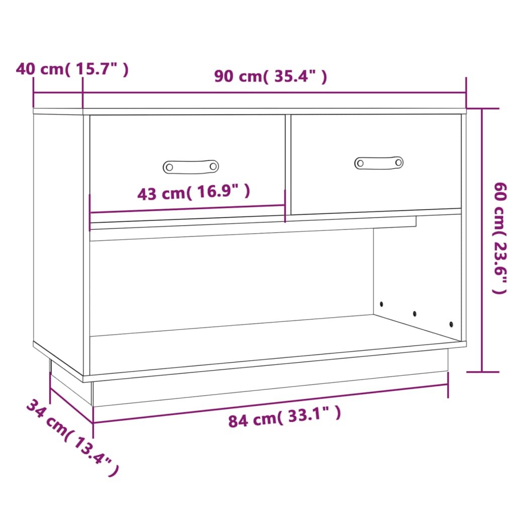 TV-Møbel Honningbrun TV-benk 90x40x60 cm heltre furu