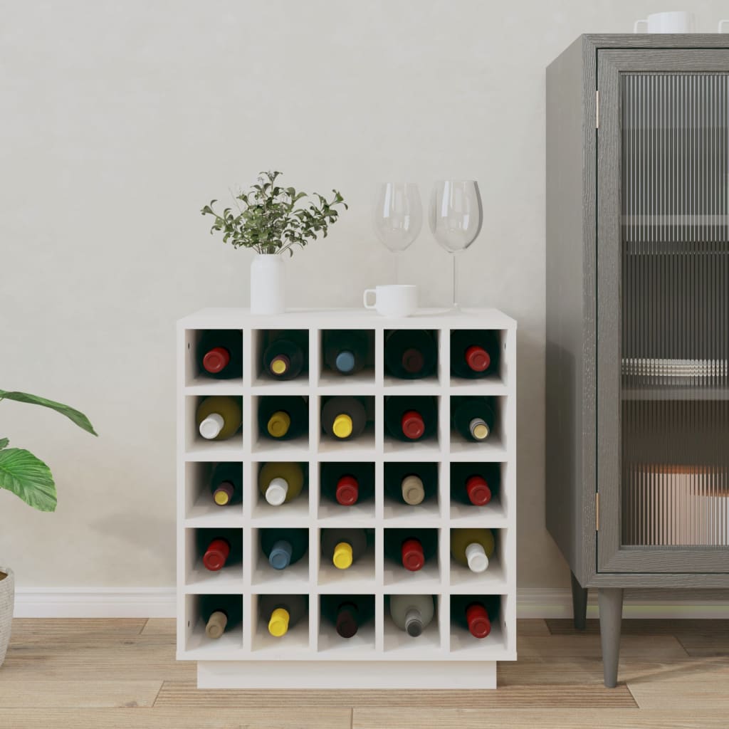Vinstativ Vinhylle Hvit 55,5x34x61 cm heltre furu