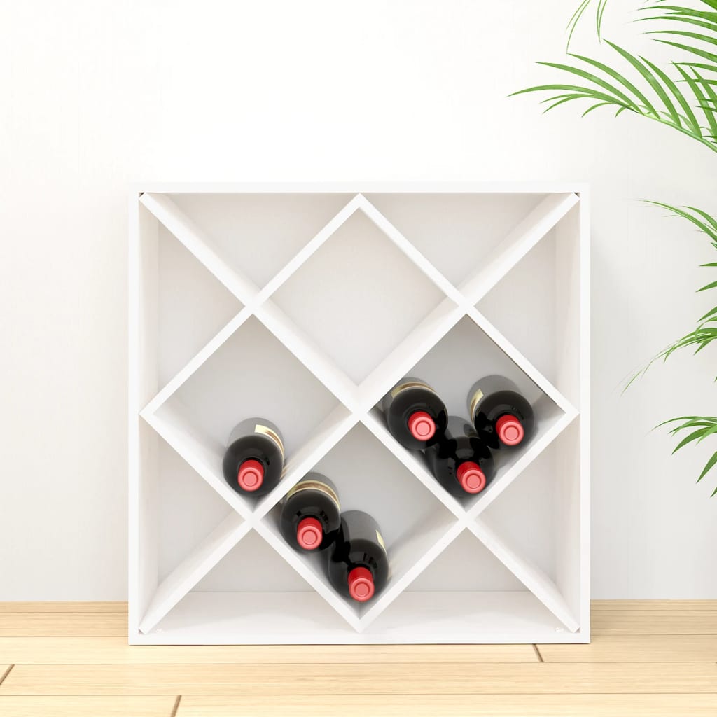 Vinstativ Vinhylle Hvit 62x25x62 cm heltre furu