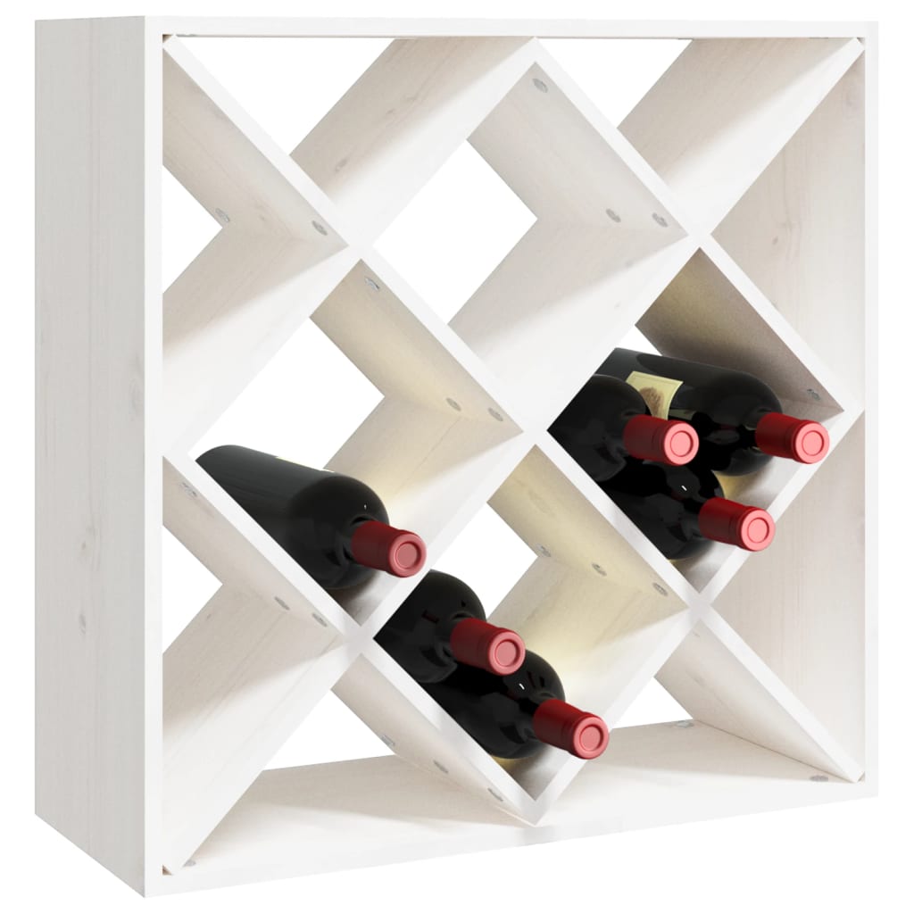 Vinstativ Vinhylle Hvit 62x25x62 cm heltre furu